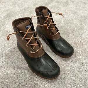 Sperry Women's Syren Gulf Duck Boot Brown Waterproof Rubber Zipper Side Size 10M
